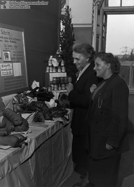 Lebensmittelausstellung in einem Ost-Berliner Industrieladen (4. Oktober 1953)